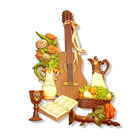 VTG Dart Industries 1975 1976 wine guitar Violin Tulips Books Floral Mus… - Picture 4 of 15